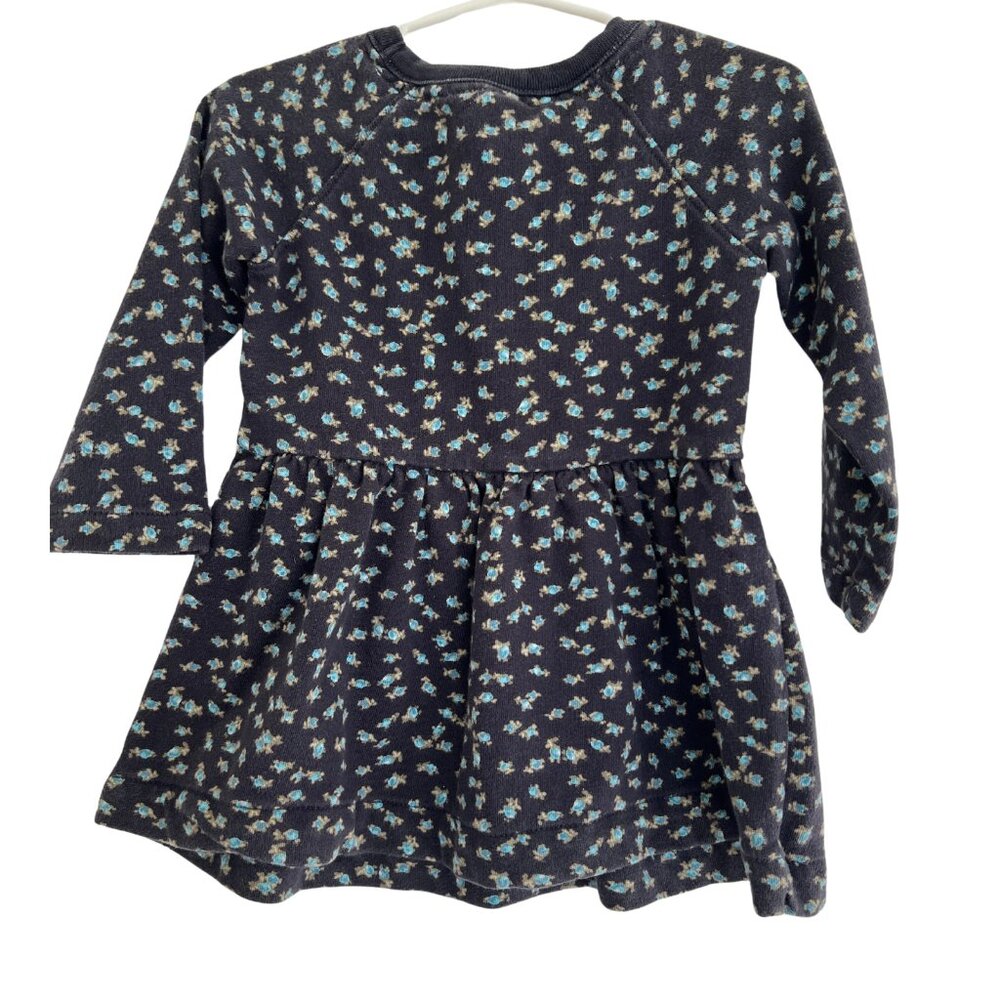 BabyGap Fleece Sweatshirt Dress Toddler 18-24 Months Navy Blue Ditsy‎ Floral